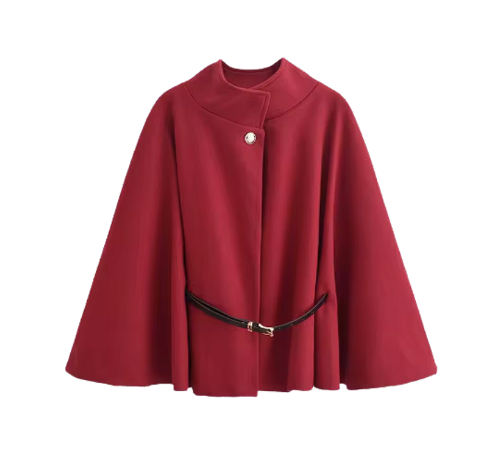 Navy Cape Jacke mit Taillengürtel
