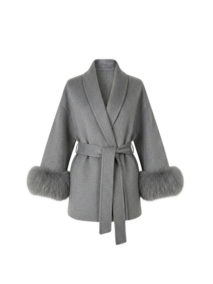 Wollmantel mit Kunstfell