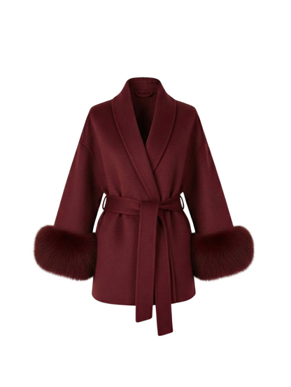Wollmantel mit Kunstfell