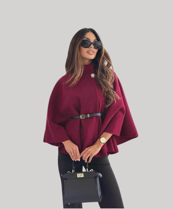 Navy Cape Jacke mit Taillengürtel