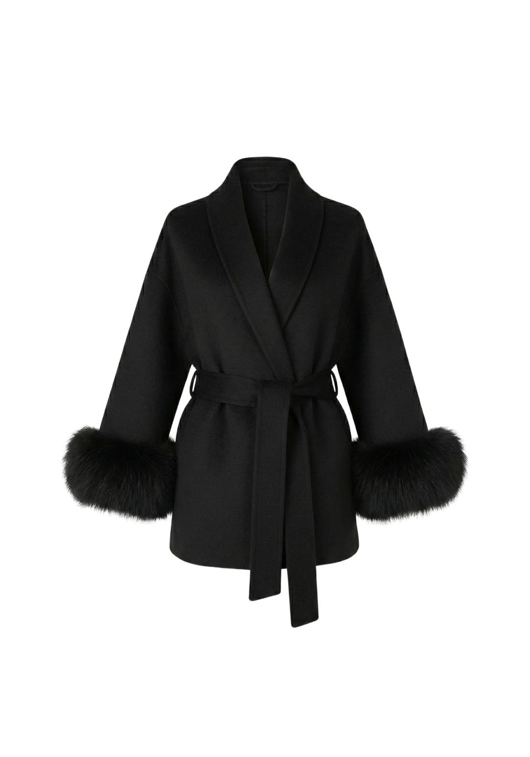 Wollmantel mit Kunstfell