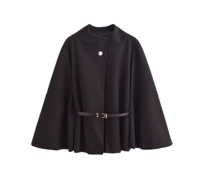 Navy Cape Jacke mit Taillengürtel