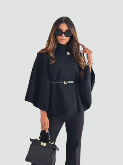 Navy Cape Jacke mit Taillengürtel