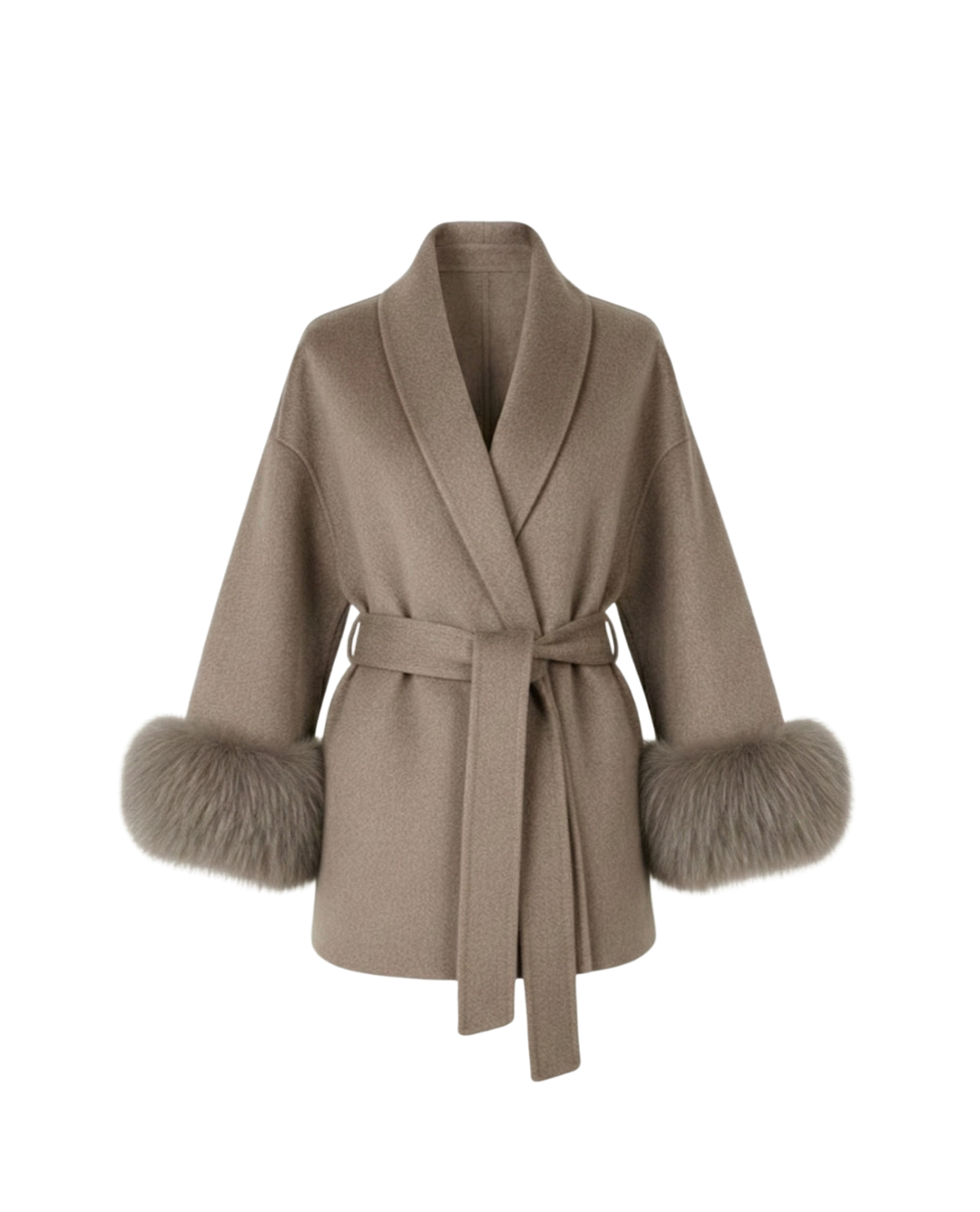 Wollmantel mit Kunstfell