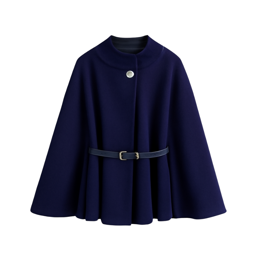 Navy Cape Jacke mit Taillengürtel