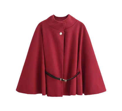 Navy Cape Jacke mit Taillengürtel