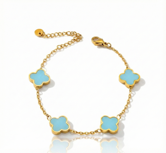 Kleeblatt Armband Türkis