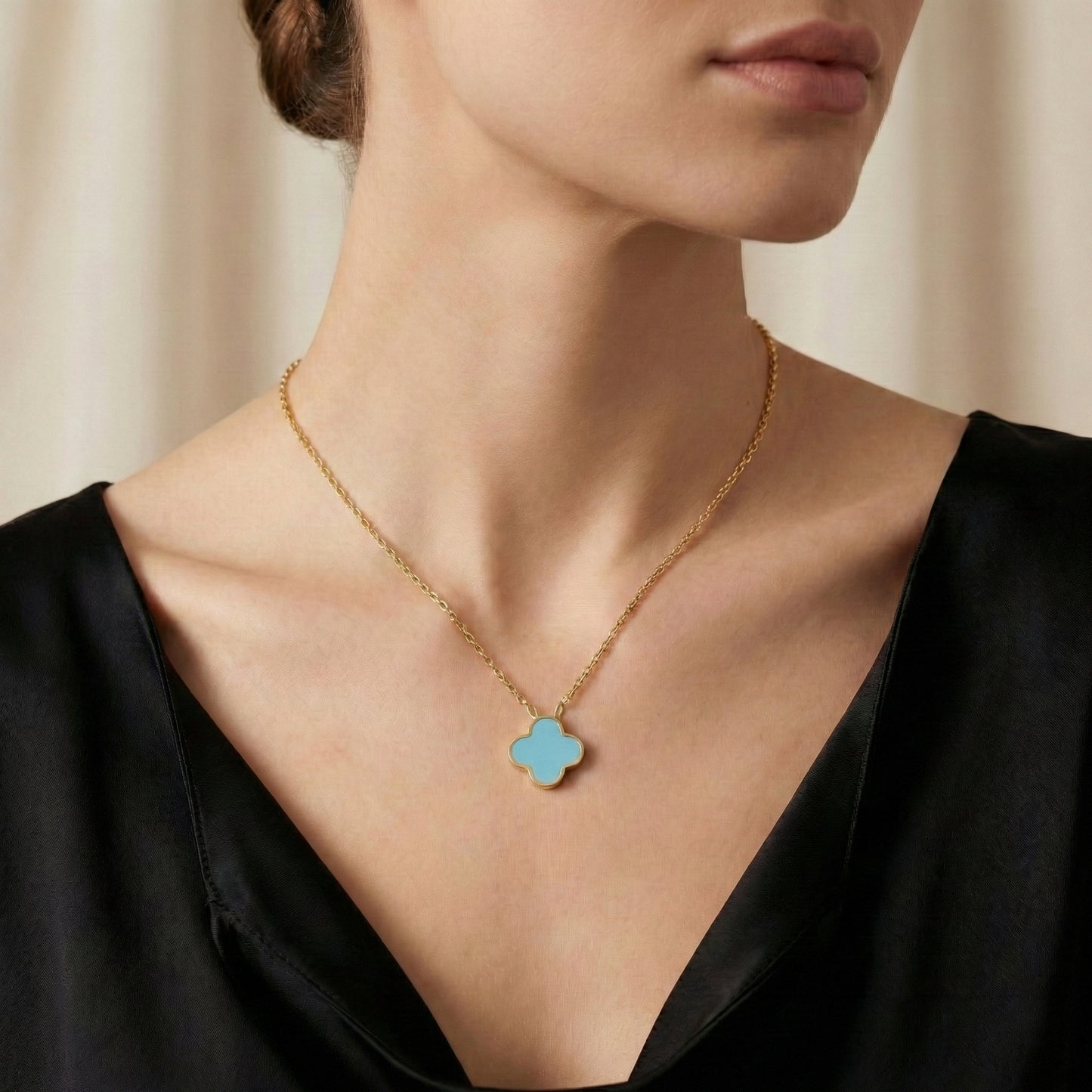 Türkise Kleeblatt Kette