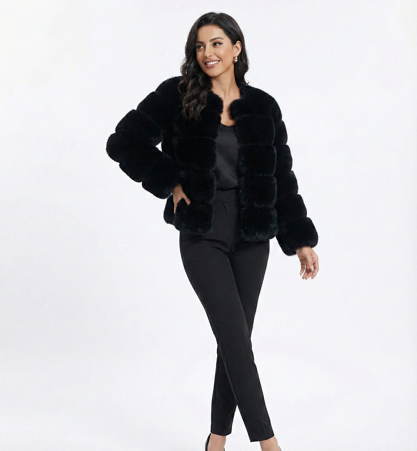 Eleganter Faux-Fur Mantel