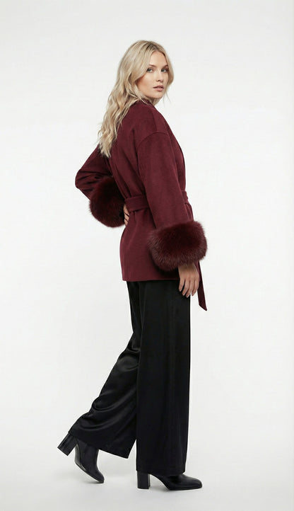 Wollmantel mit Kunstfell