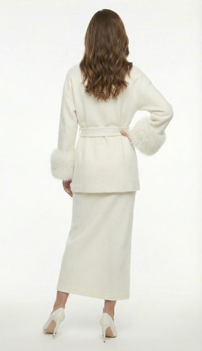 Wollmantel mit Kunstfell