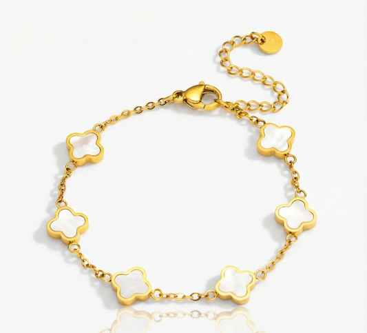 Kleeblatt-Armband Perlweiß