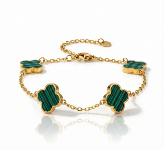 Kleeblatt-Armband Malachit