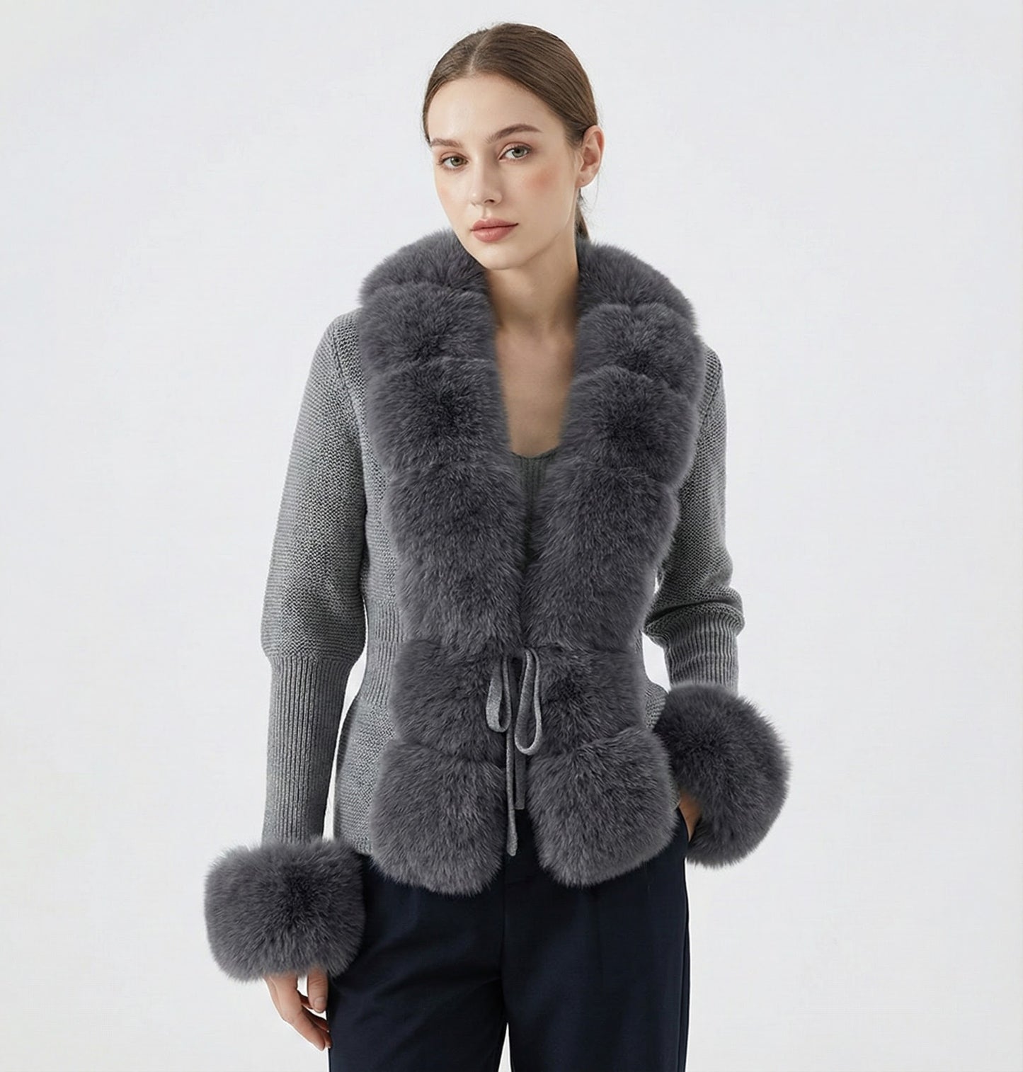 Winter-Couture Strickjacke