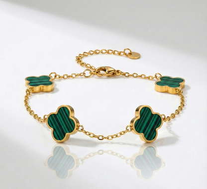 Kleeblatt-Armband Malachit