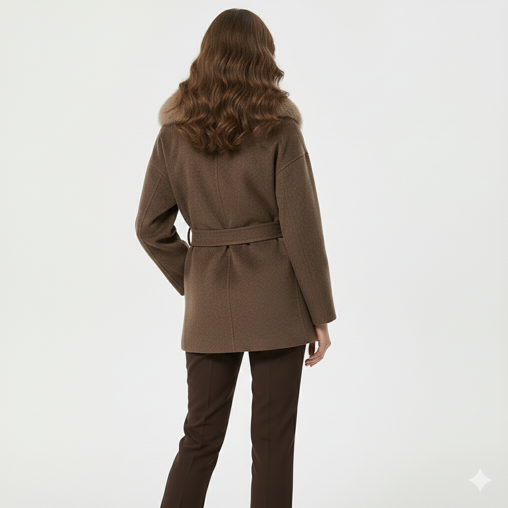 Pelzmantel mit Taillengürtel