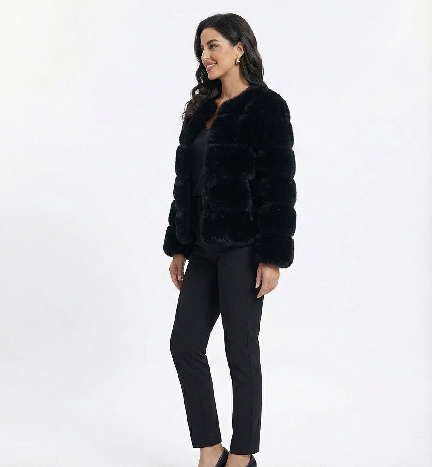 Eleganter Faux-Fur Mantel