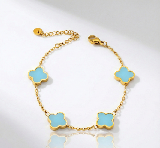 Kleeblatt Armband Türkis