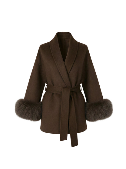 Wollmantel mit Kunstfell