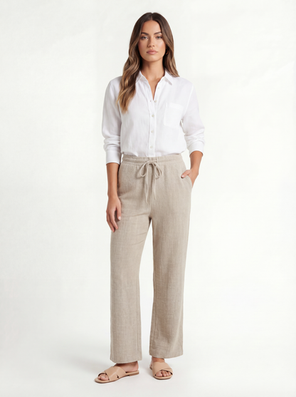 Weite Strickhose Beige