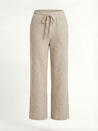 Weite Strickhose Beige