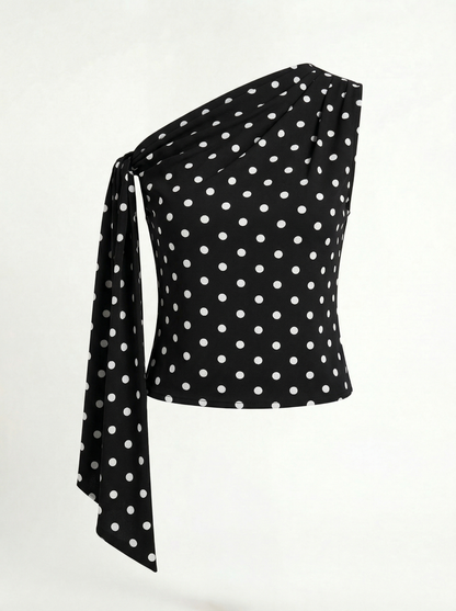 One-Shoulder Top mit Punkten