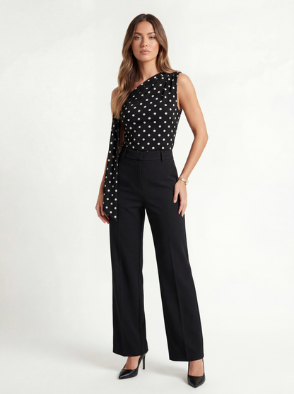 One-Shoulder Top mit Punkten